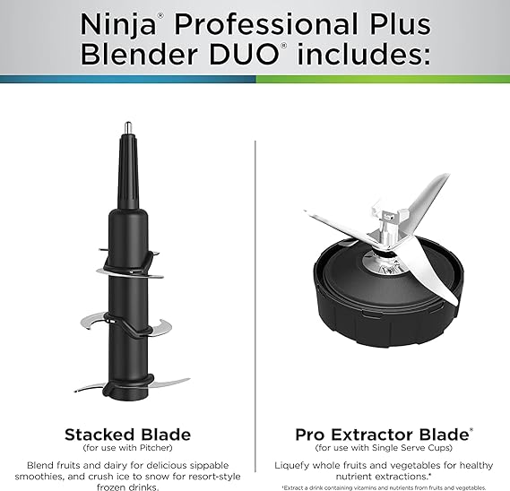 Ninja - Bender BN751 Professional Plus DUO, 1400 vatios de pico, 3 programas Auto-IQ para batidos, bebidas congeladas y extracciones de nutrientes, 72 oz Jarra trituradora total y (2).