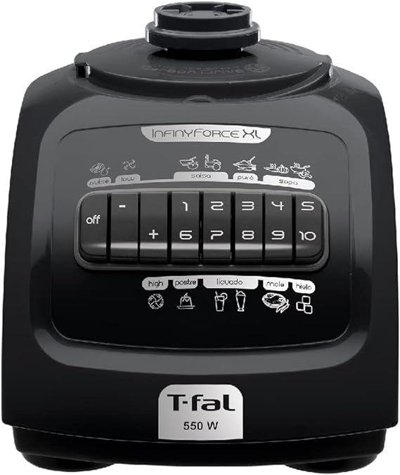T-fal Licuadora Infinyforce XL 10 velocidades con vaso de vidrio de 2.2 litros, 550 W, con tecnología powelix y acople