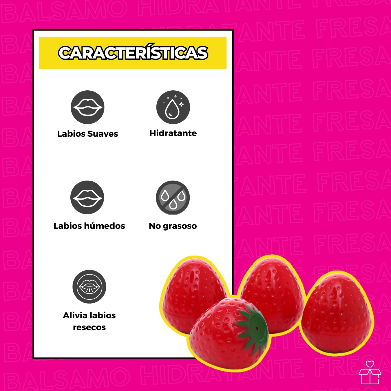 24 Bálsamos Hidratantes de Fresa para Labios Resecos