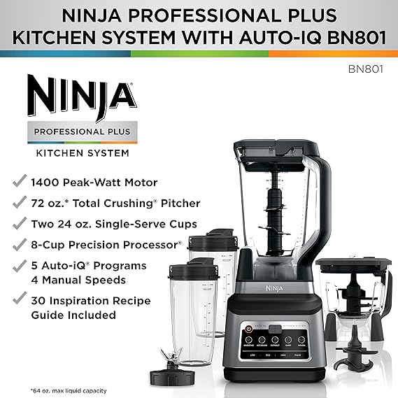 Ninja - Sistema de Cocina 3 en 1, Set Licuadora con 5 programas | BN801.