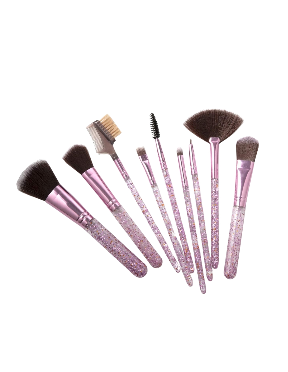 Set De 12 Brochas Glitter Crystal Con Estuche.