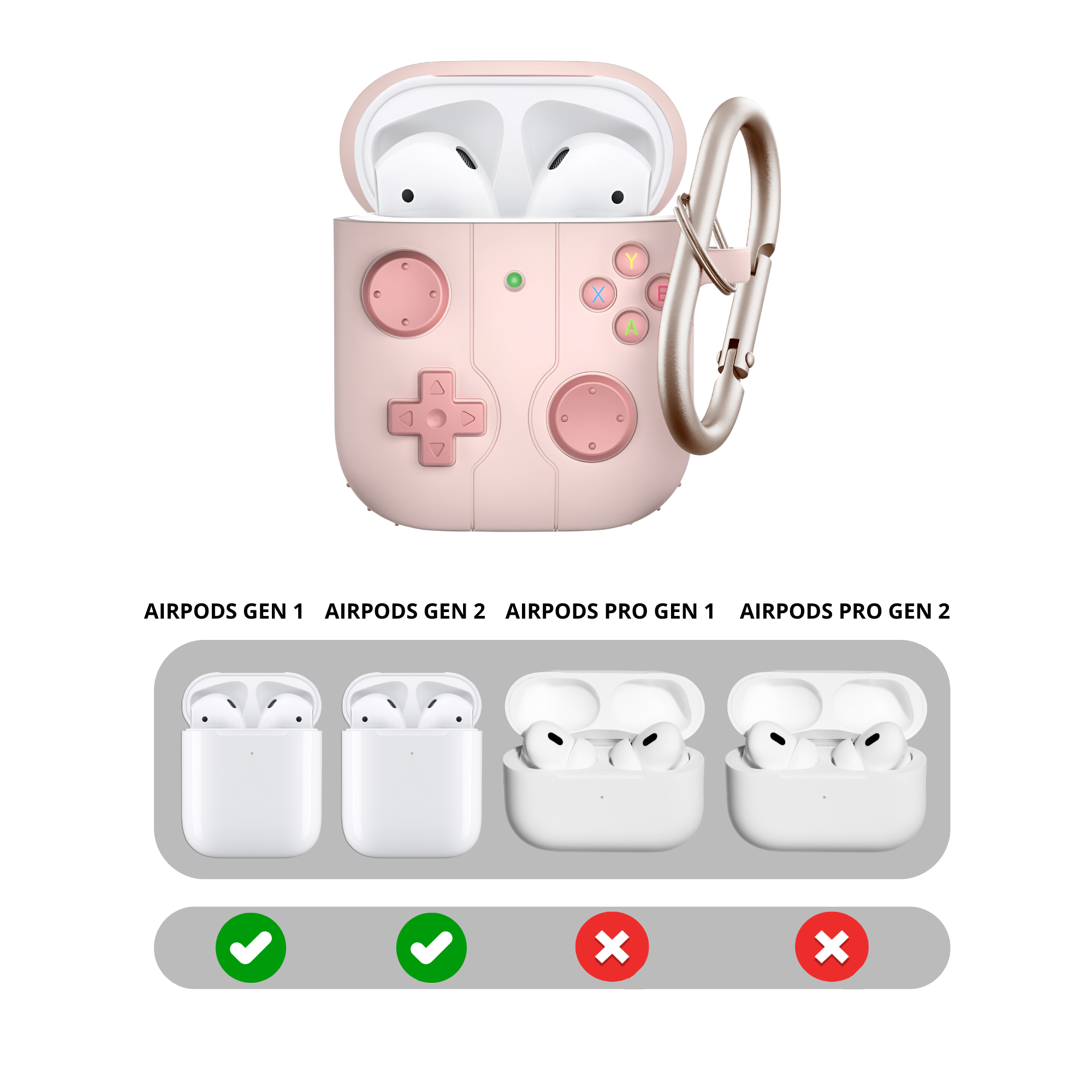 FUNDA PARA AIRPODS CARCASA ECOMLAB GAMER TODO LOS MODELOS (ROSA).
