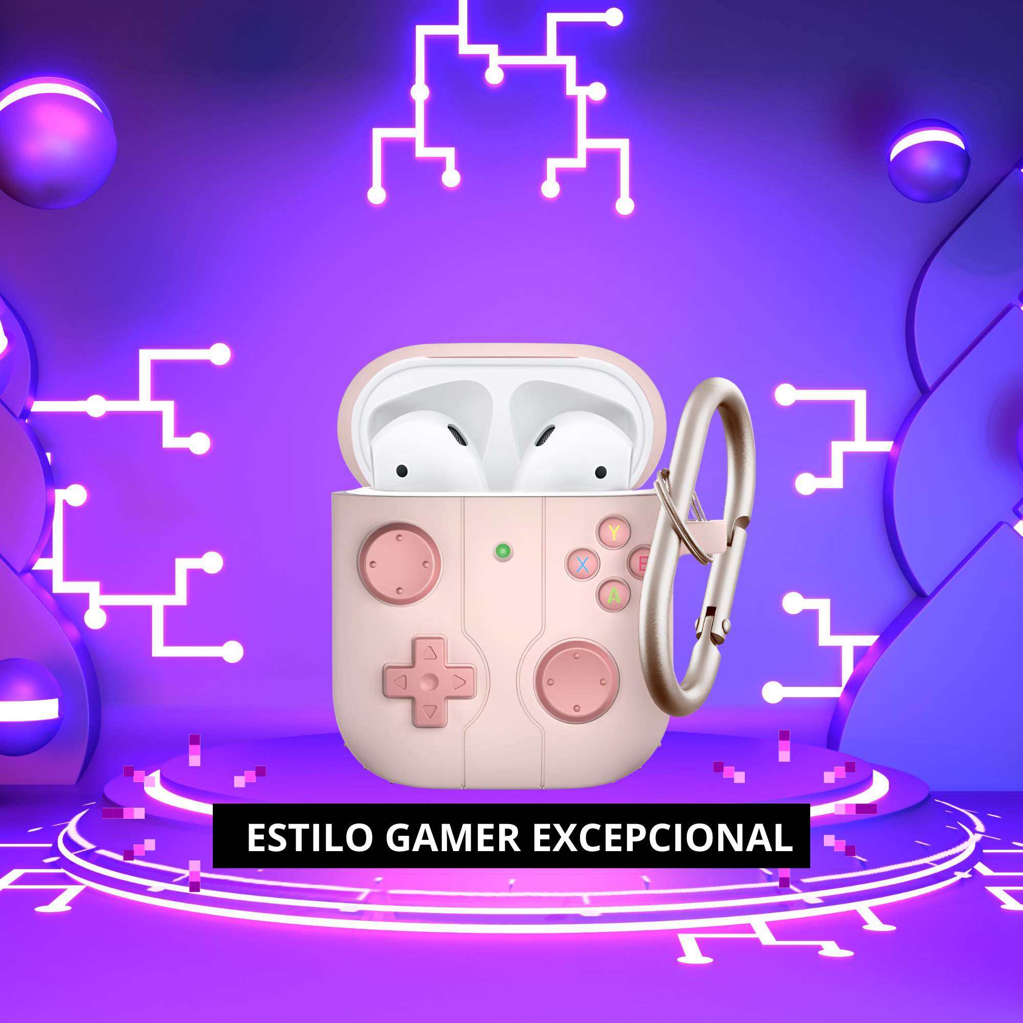 FUNDA PARA AIRPODS CARCASA ECOMLAB GAMER TODO LOS MODELOS (ROSA).