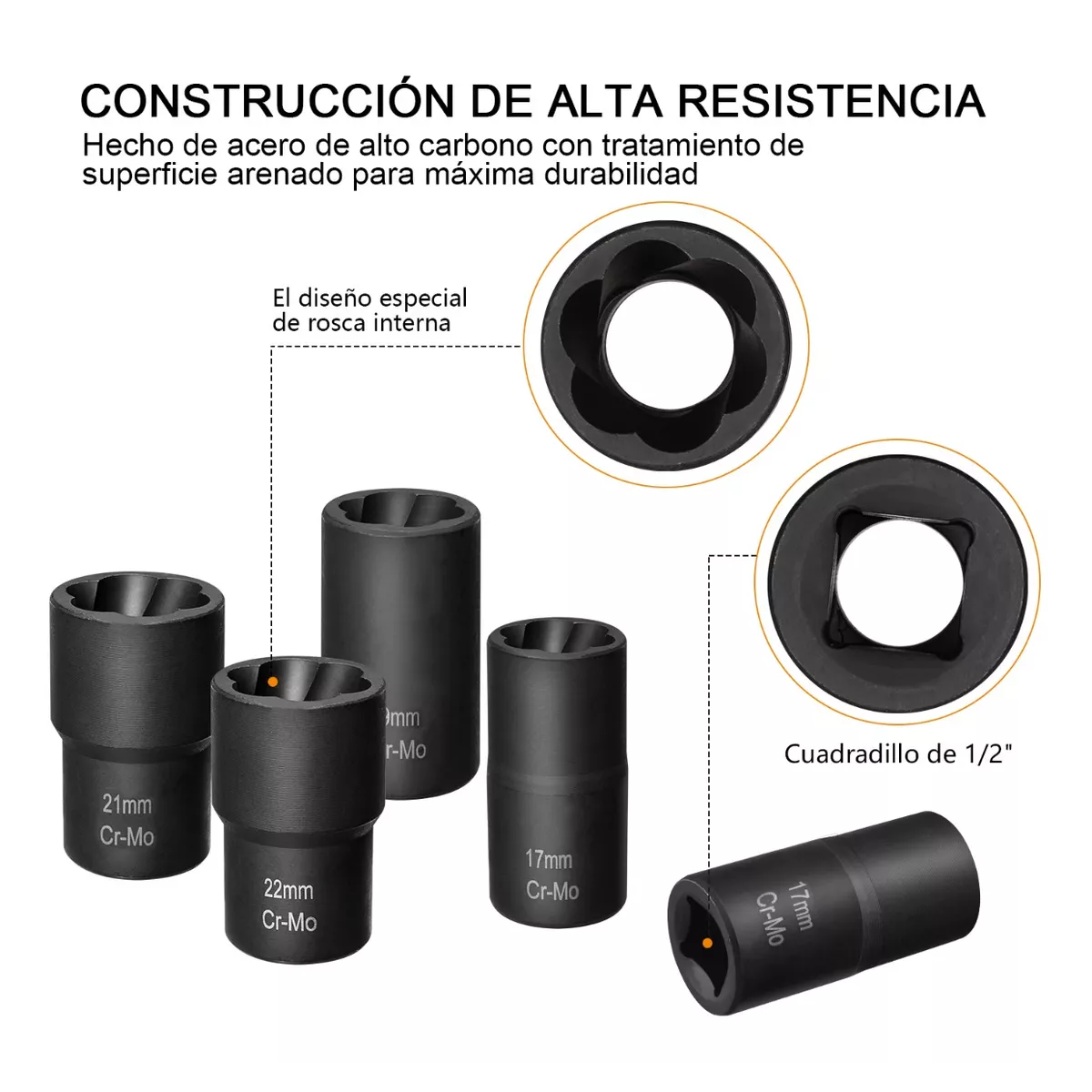Juego De Extractores 1/2'' Para Quitar Tuercas Barridas.