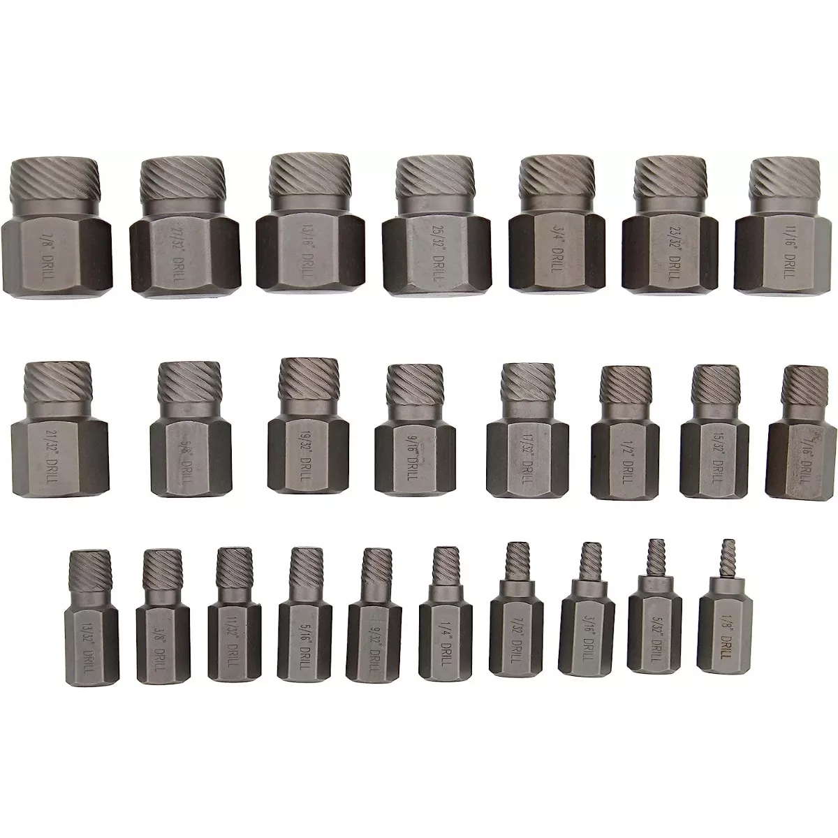 Juego Extractor De Tornillos Birlos Pernos Rotos Cr-mo 25pcs.