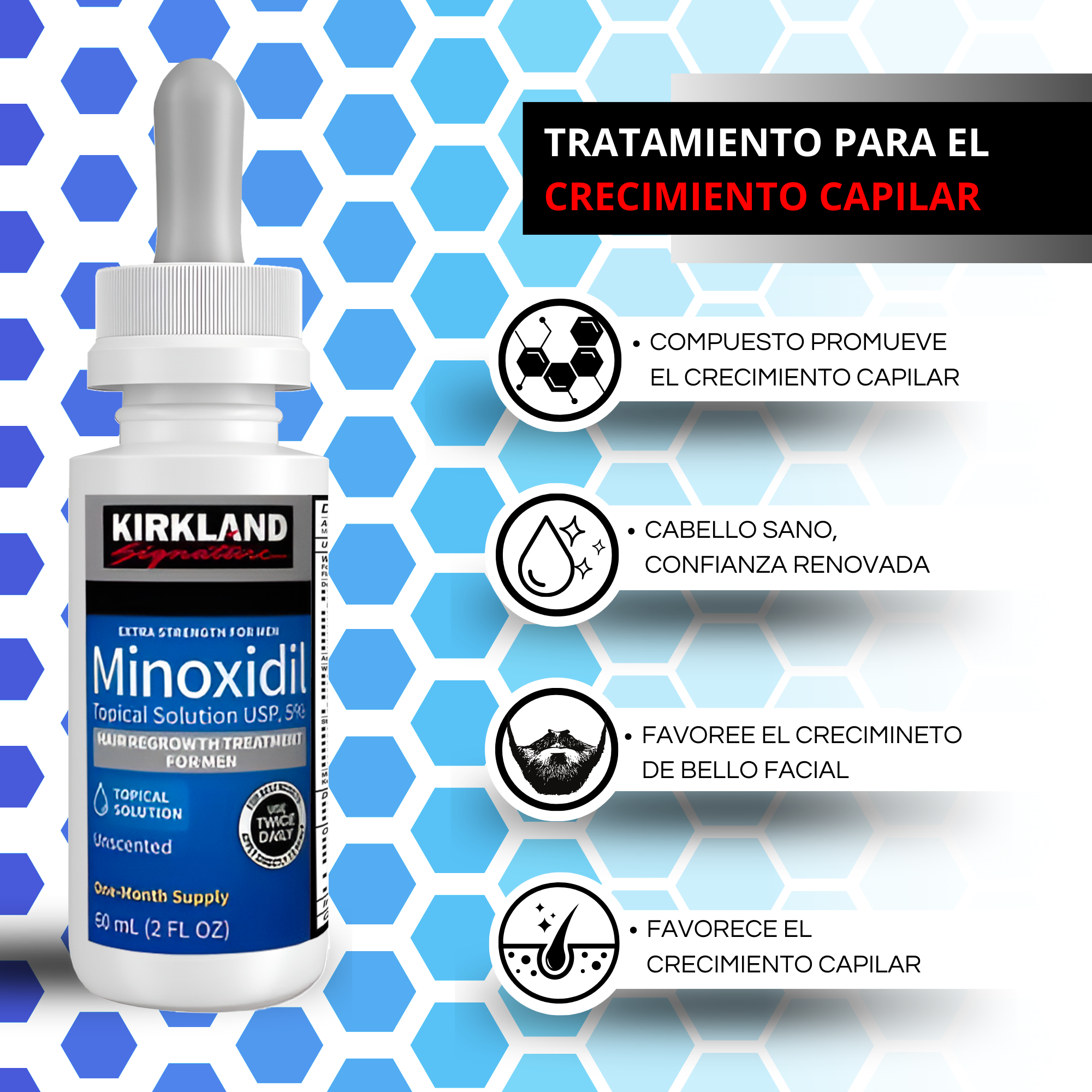Tratamiento para el cabello crecimiento capilar y barba suministro para 12 meses .