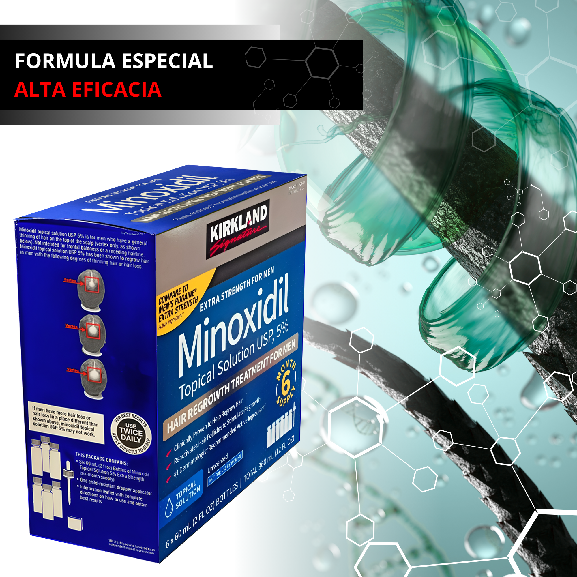 Tratamiento para el cabello crecimiento capilar y barba suministro para 12 meses .