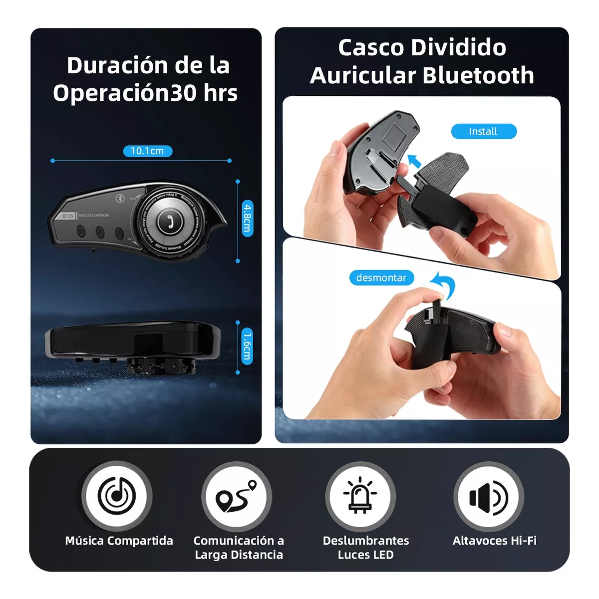 Bluetooth Para Casco, Audifonos Para Casco Moto.