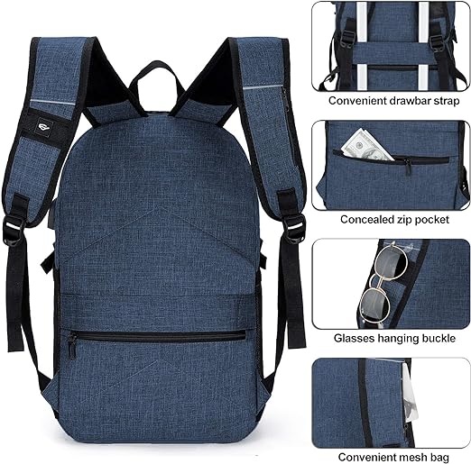 A Mochila antirrobo, Mochila Impermeable,DOXUNGOO Mochila para portátil Hombre Mujer Mochila paracon bloqueo y con USB Puerto y puerto audífonos para Laptop hasta 15.6 pulgadas (azul).