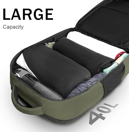 A MATEIN Mochila de Viaje, Mochila para Laptop con Puerto de Carga USB, Mochila de Viaje 10 kg Avión de 17.3 pulgadas, Verde.