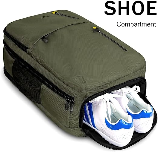 A MATEIN Mochila de Viaje, Mochila para Laptop con Puerto de Carga USB, Mochila de Viaje 10 kg Avión de 17.3 pulgadas, Verde.