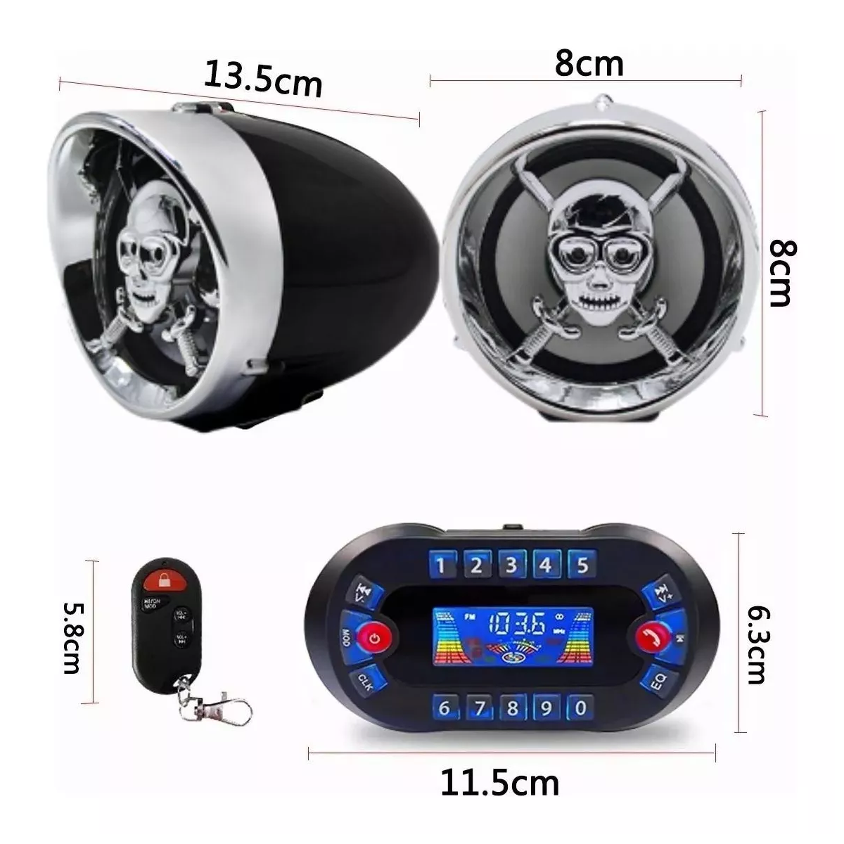 Estéreo Moto Bocinas Mp3 Usb Sd Bluetooth A Prueba De Agua.