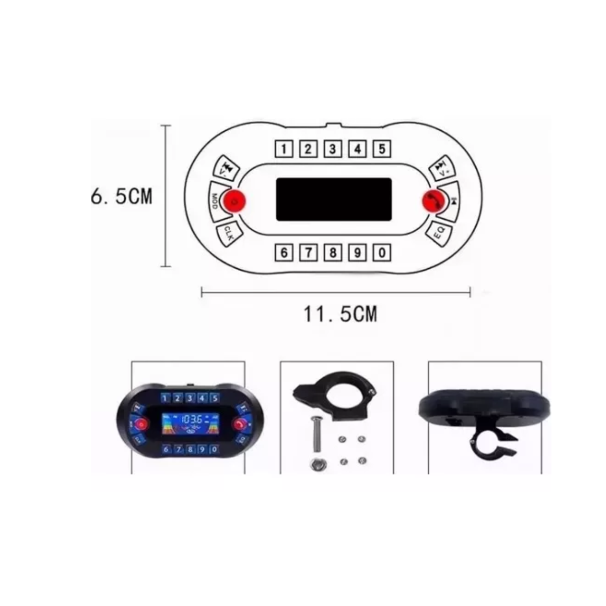 Estéreo Moto Bocinas Mp3 Usb Sd Bluetooth A Prueba De Agua.