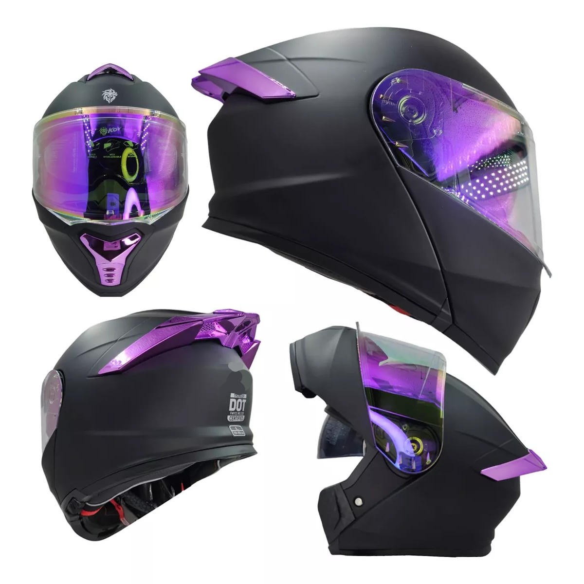 Casco Mujer Certificado Abatible Night Vision Talla M.