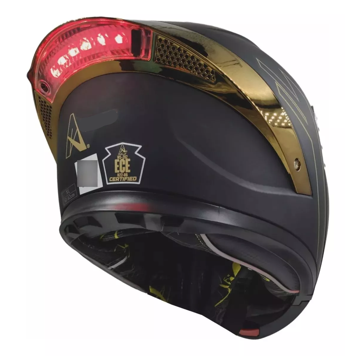 Casco Moto Certificado Ece22.06 Abatible Negro Dorado Talla M.