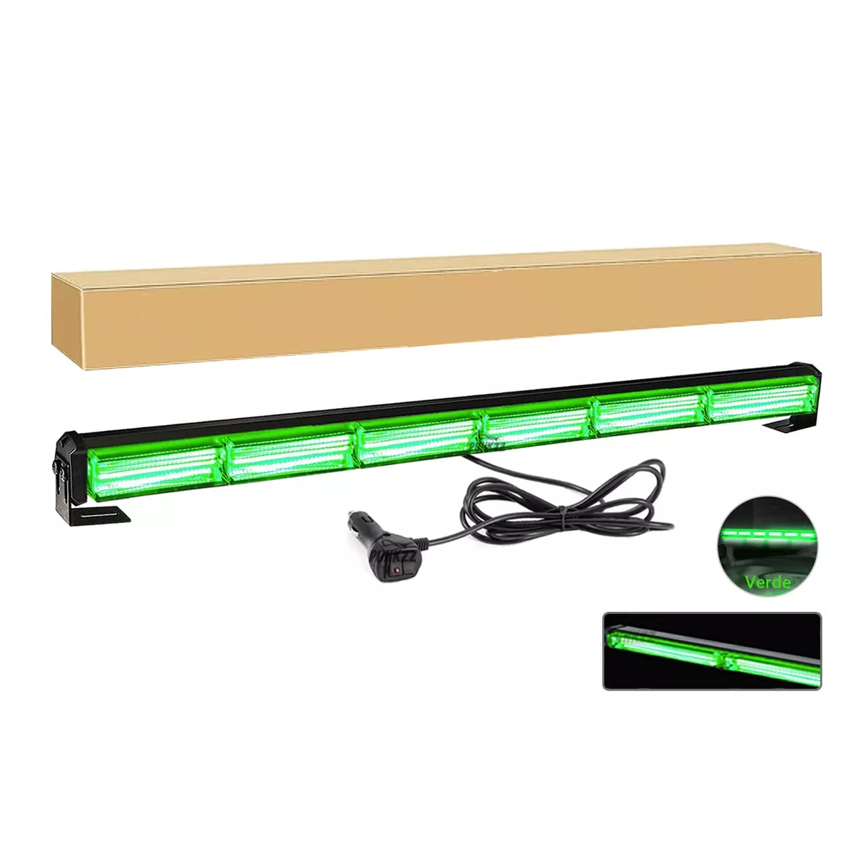 Barra Torreta Estrobo Codigo Leds Cob Policia 35 PuLG 60w Verde.