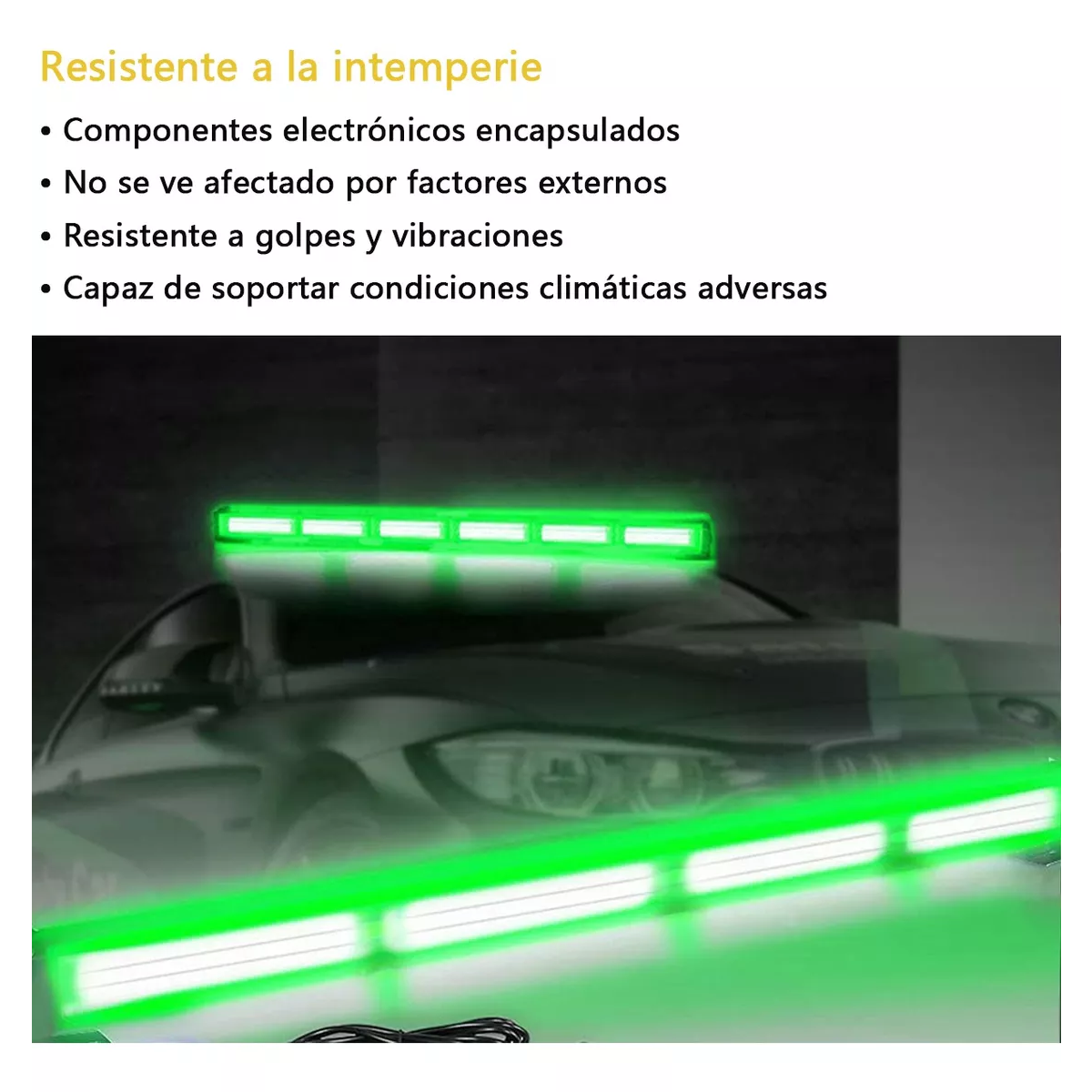 Barra Torreta Estrobo Codigo Leds Cob Policia 35 PuLG 60w Verde.