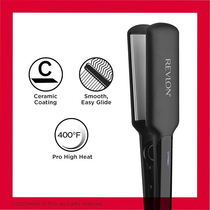A Revlon Plancha plana de cerámica lisa y recta, resultados rápidos, estilos suaves (2 pulgadas).