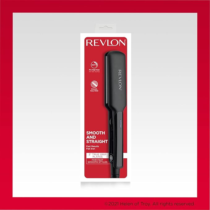 A Revlon Plancha plana de cerámica lisa y recta, resultados rápidos, estilos suaves (2 pulgadas).