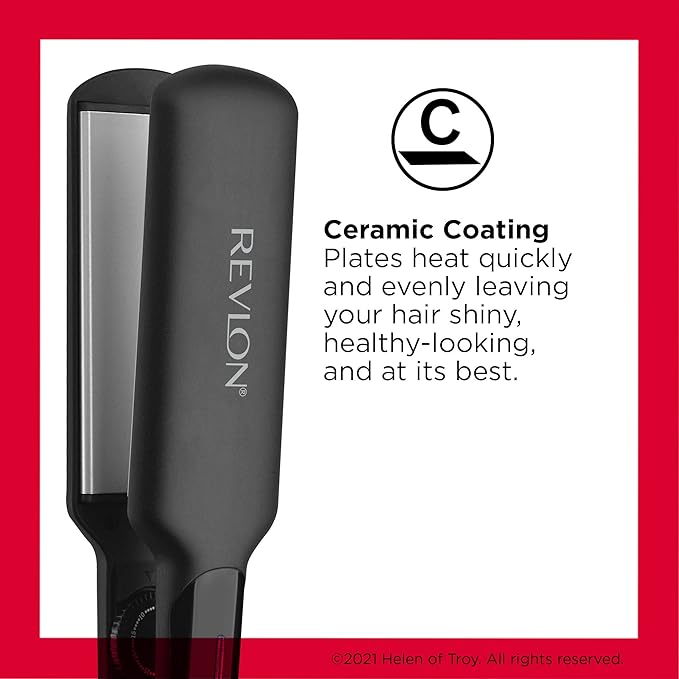 A Revlon Plancha plana de cerámica lisa y recta, resultados rápidos, estilos suaves (2 pulgadas).