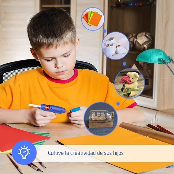Sojitas Mini Pistola de Silicón con 50 PSC Barras Pegamento Caliente Adhesivo para Bricolaje（20W, Barras de 7mm, largo de 10cm).