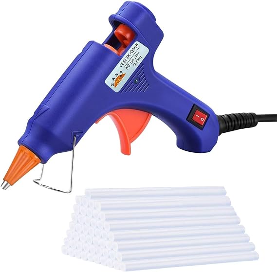 Sojitas Mini Pistola de Silicón con 50 PSC Barras Pegamento Caliente Adhesivo para Bricolaje（20W, Barras de 7mm, largo de 10cm).