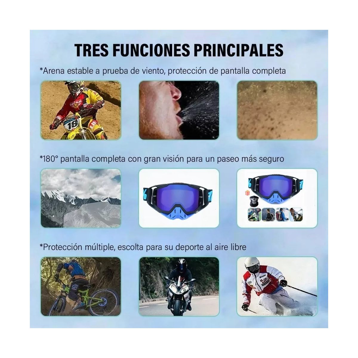 Gafas De Motocross Parabrisas Para Montar Al Aire Libre Negro.