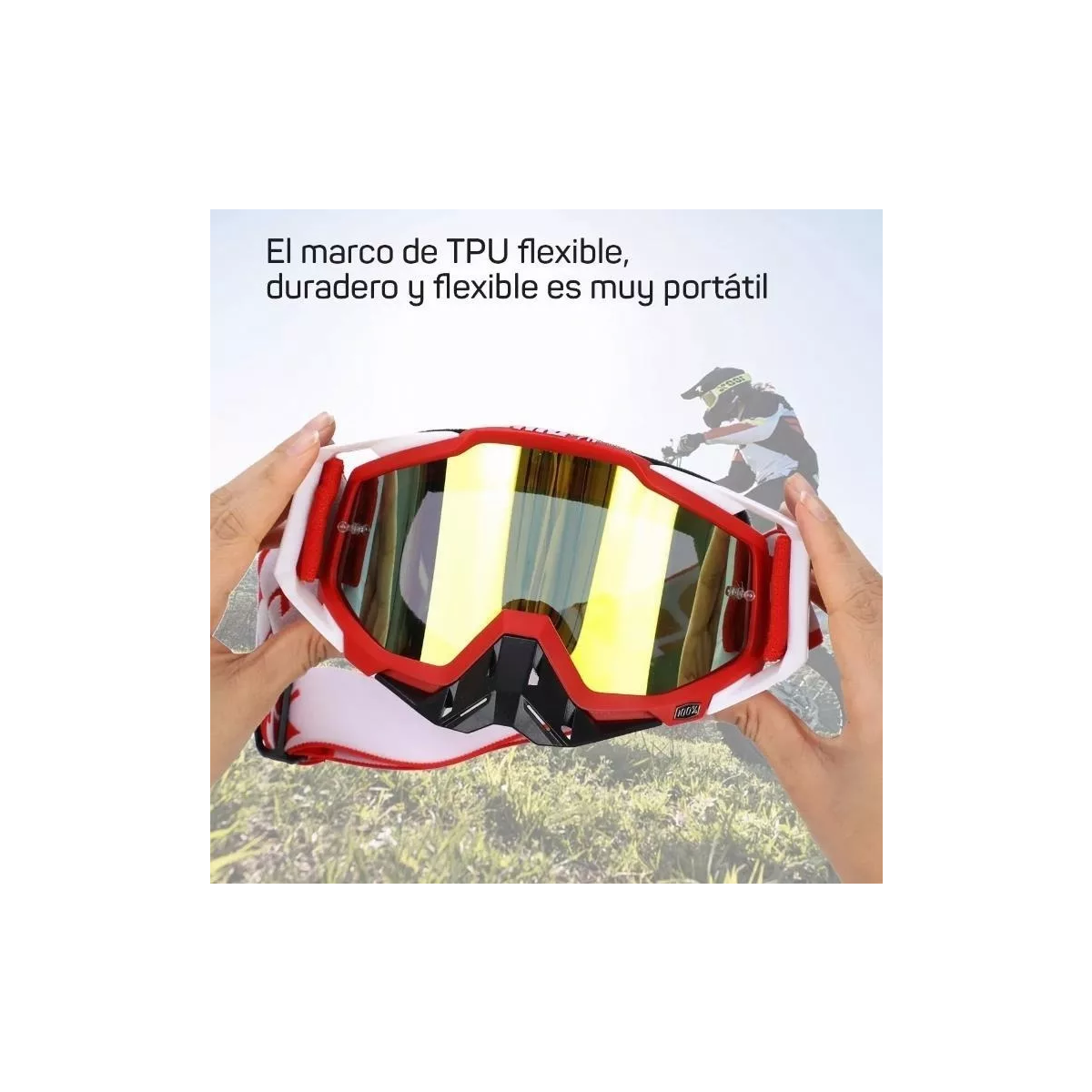 Gafas De Motocross Rzr Moto - Gafas De Motocicleta Rojo.