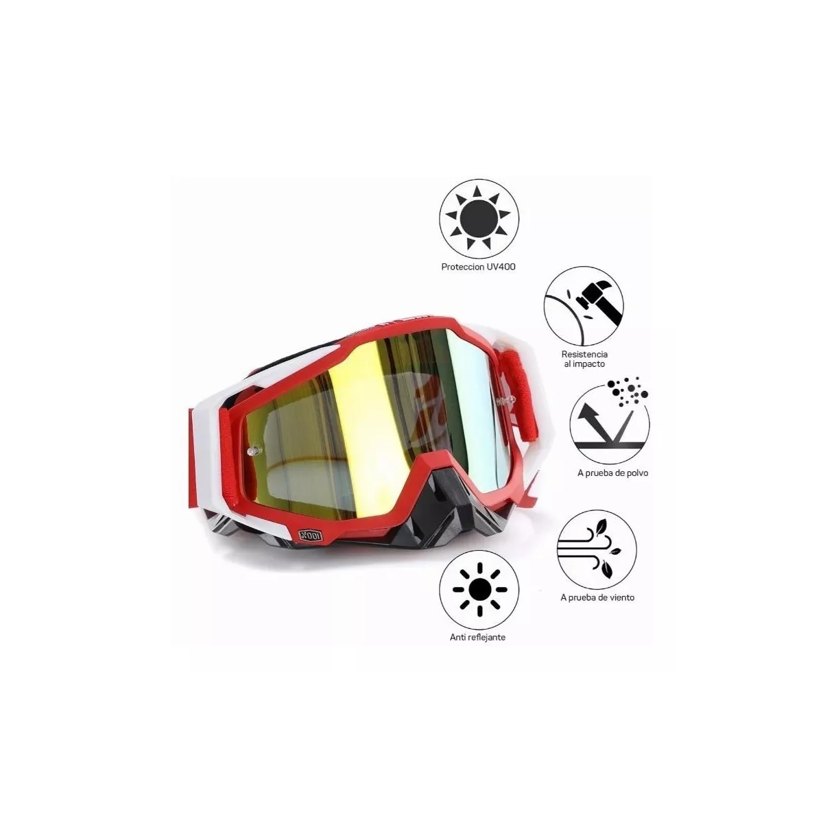 Gafas De Motocross Rzr Moto - Gafas De Motocicleta Rojo.