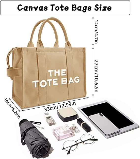 A Bolsas de lona para mujer, bolso de mano con cierre, Totes para Mujer, bolsa cruzada de lona para escuela, viajes, oficina.