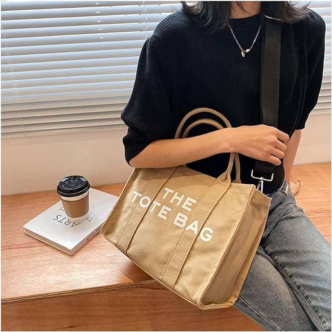 A Bolsas de lona para mujer, bolso de mano con cierre, Totes para Mujer, bolsa cruzada de lona para escuela, viajes, oficina.