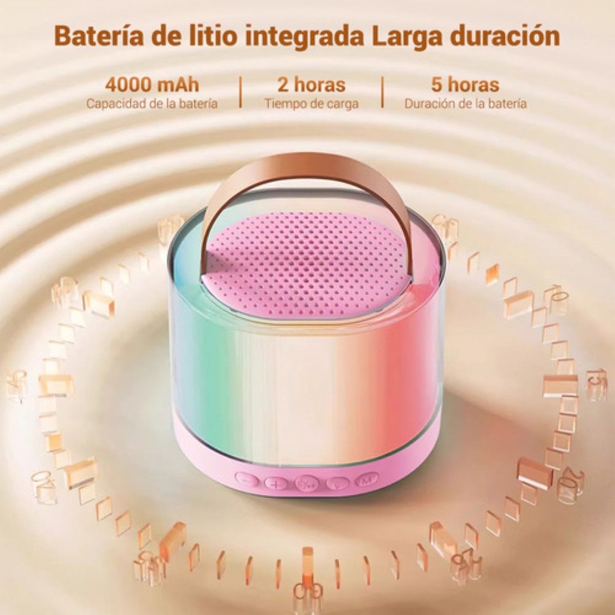 "Altavoz Bocina Bluetooth Portátil Con 2 Micrófonos Karaoke Ovalada Rosa "