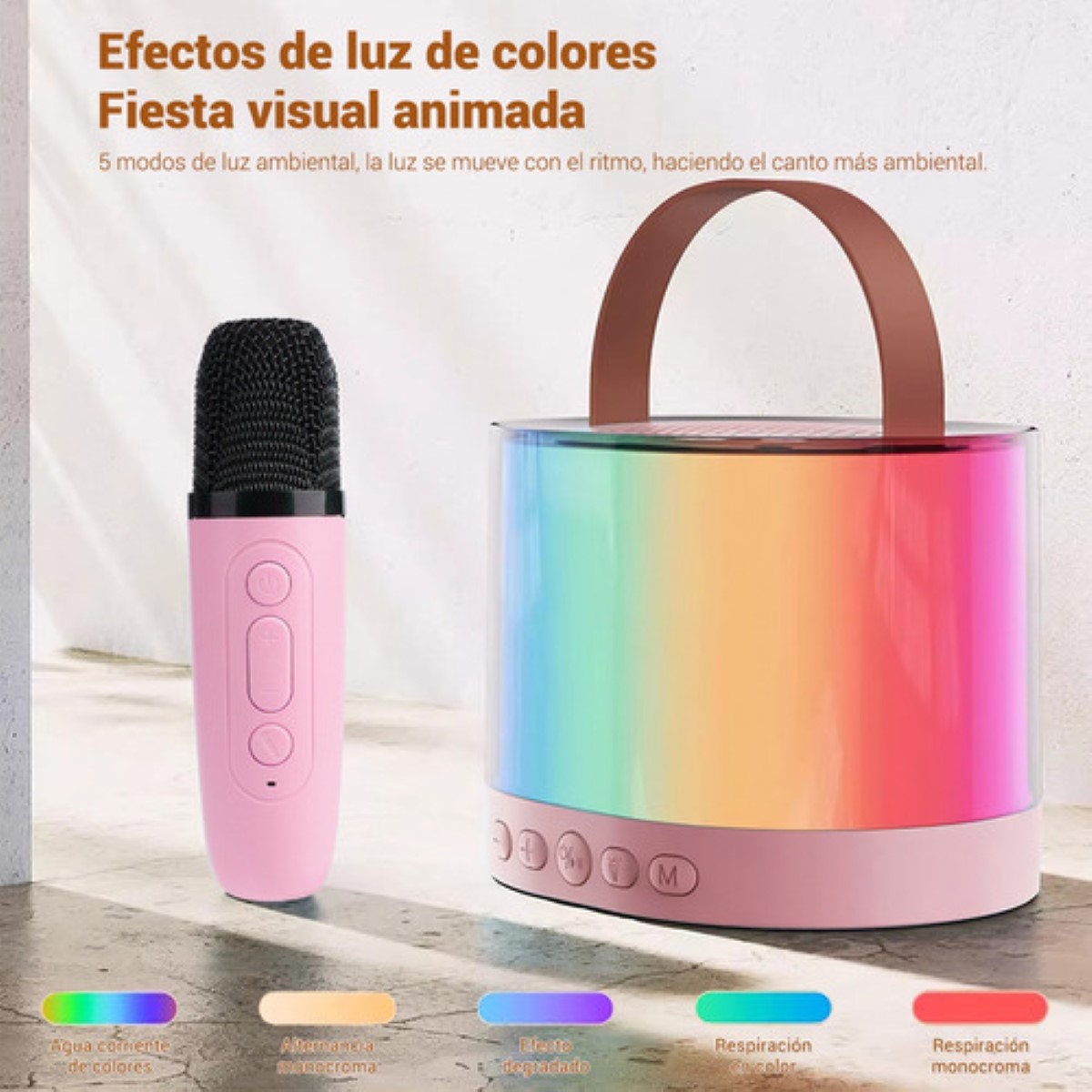 "Altavoz Bocina Bluetooth Portátil Con 2 Micrófonos Karaoke Ovalada Rosa "