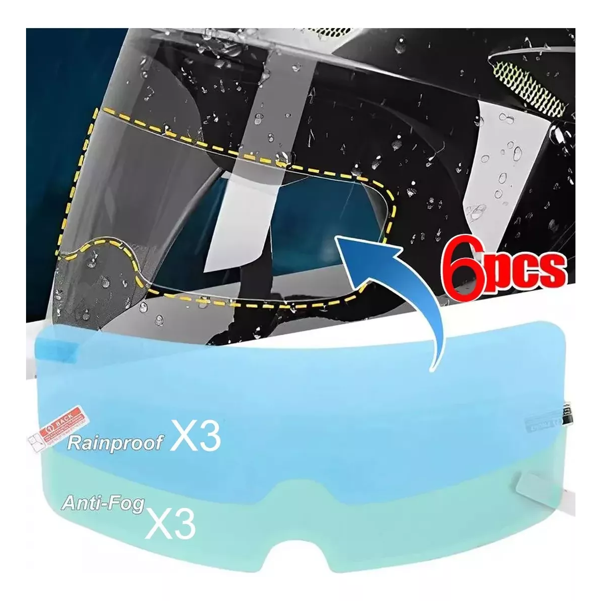  Mica Antiempañante Niebla Lluvia Moto Visor Casco.