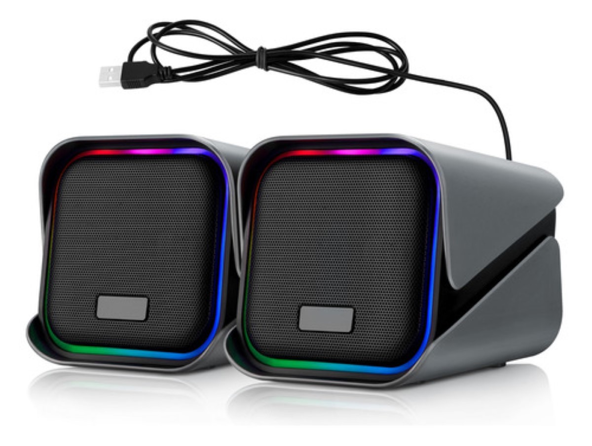 "Bocina Rgb De Bocina De Multimedia Para Computadora Led 2 pz negras "