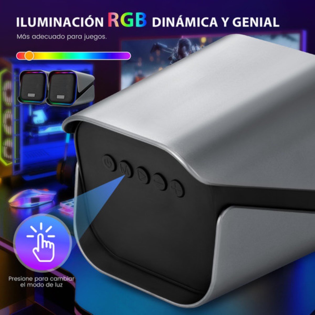 "Bocina Rgb De Bocina De Multimedia Para Computadora Led 2 pz negras "