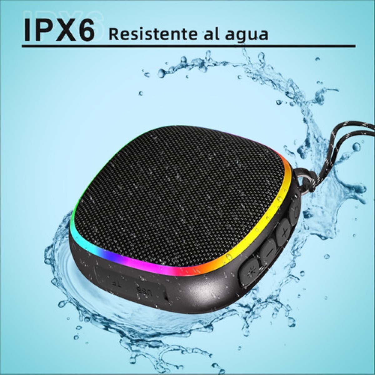 Bocina Bluetooth Portátil Impermeable Para Deportes Negra.