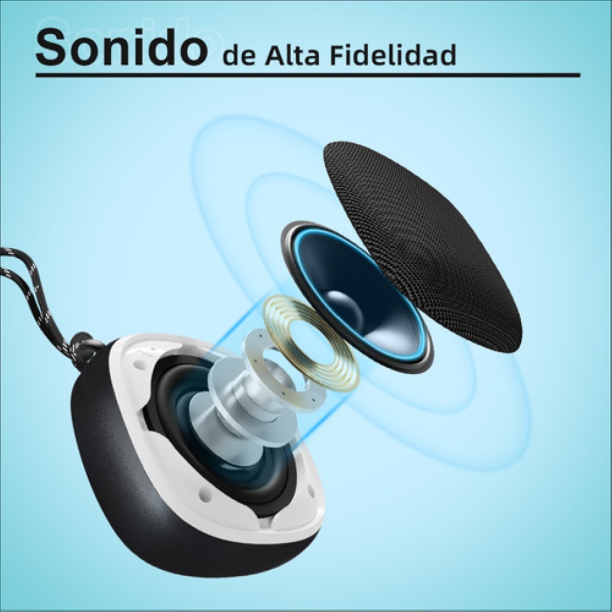 Bocina Bluetooth Portátil Impermeable Para Deportes Negra.