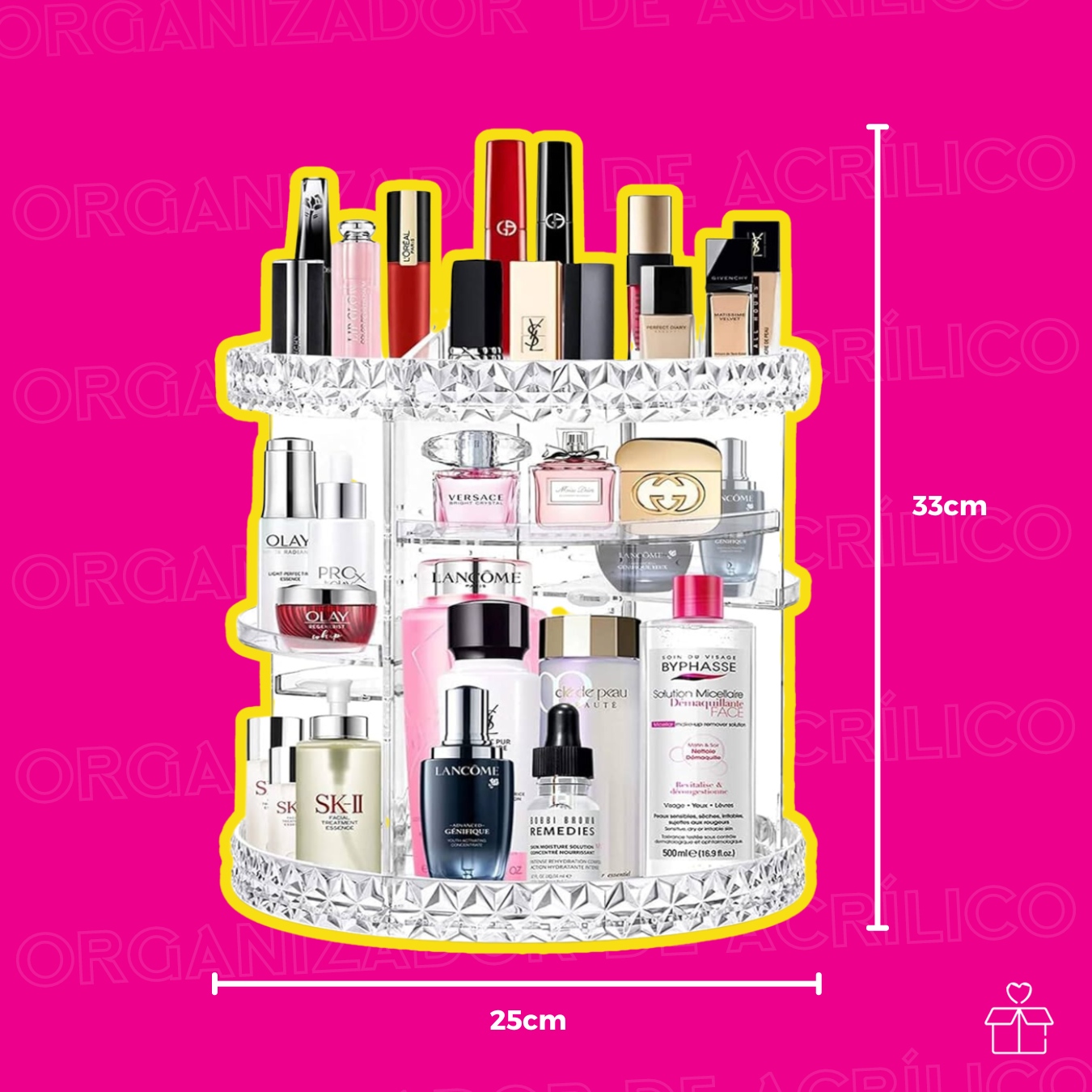 Organizador Maquillaje Cosméticos De Rotación Acrílico 360.