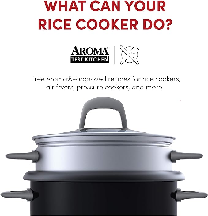 Aroma Housewares Arrocera y vaporizador de alimentos de 6 tazas (cocinada), color negro ARC-743-1NGB.