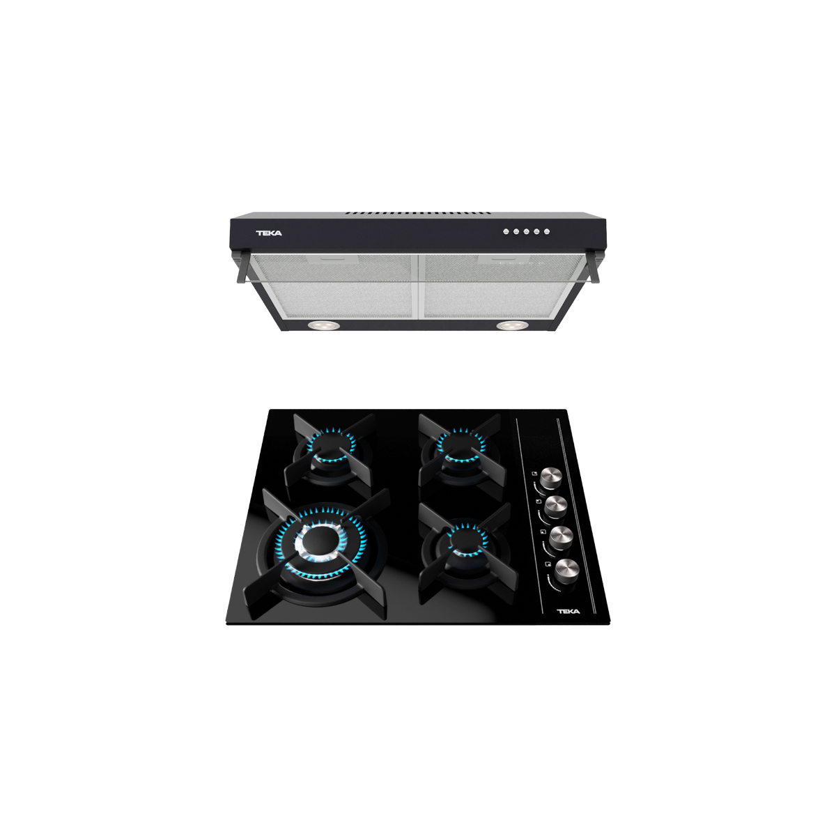 Combo Teka Pack Duetto Crystal 60 Campana y Parrilla Color Negro.