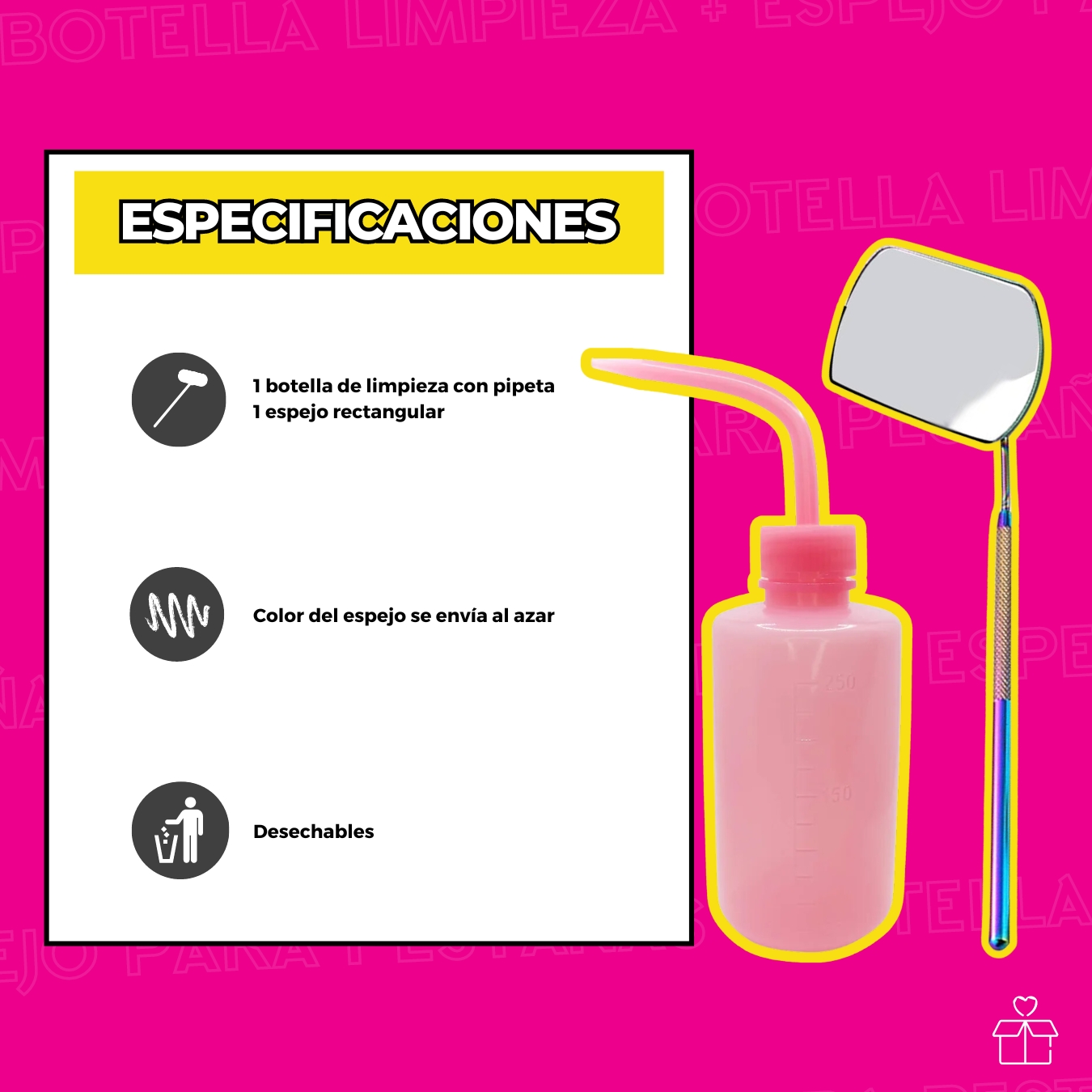 Pizeta Para Limpieza De Extensión De Pestañas + Espejo.