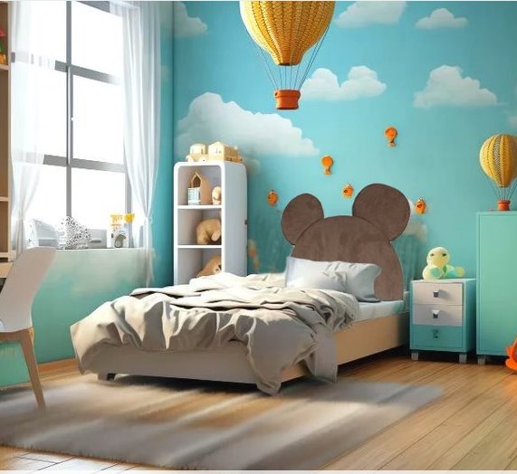 Cabecera de cama individual Osito Café Kawaii Niños