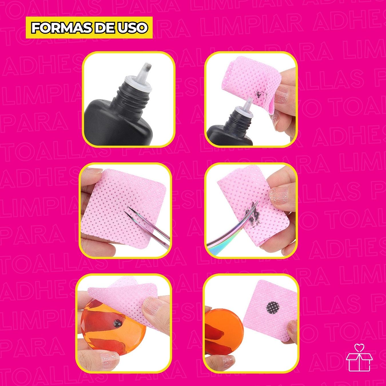 10 Toallas Para Limpiar Adhesivo Extensiones Pestañas.