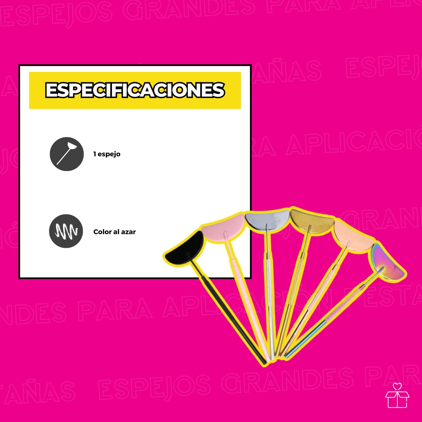 Espejo Mano Para Inspección Extensiones De Pestañas o Dental Media Luna.