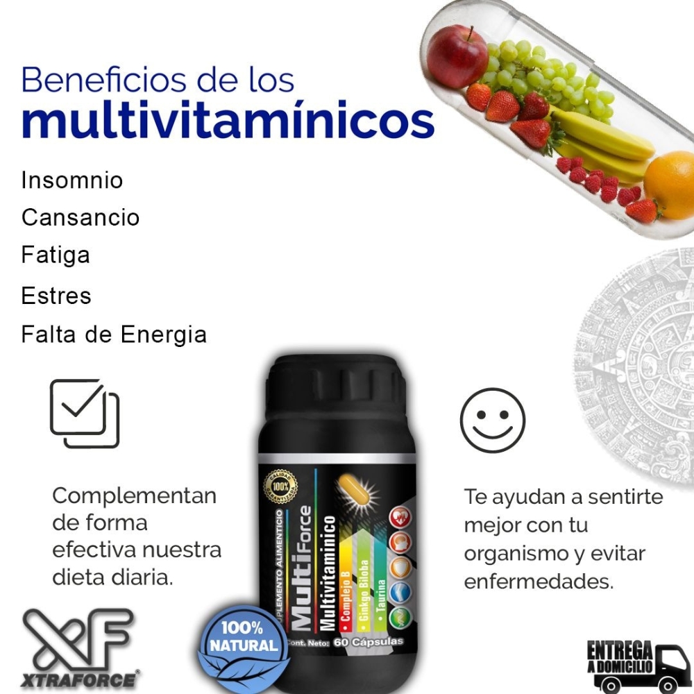 MultiForce es un Multivitamínico, Complejo B y Ingredientes Naturales con Vitaminas ideales y tiene 60 Cápsulas.