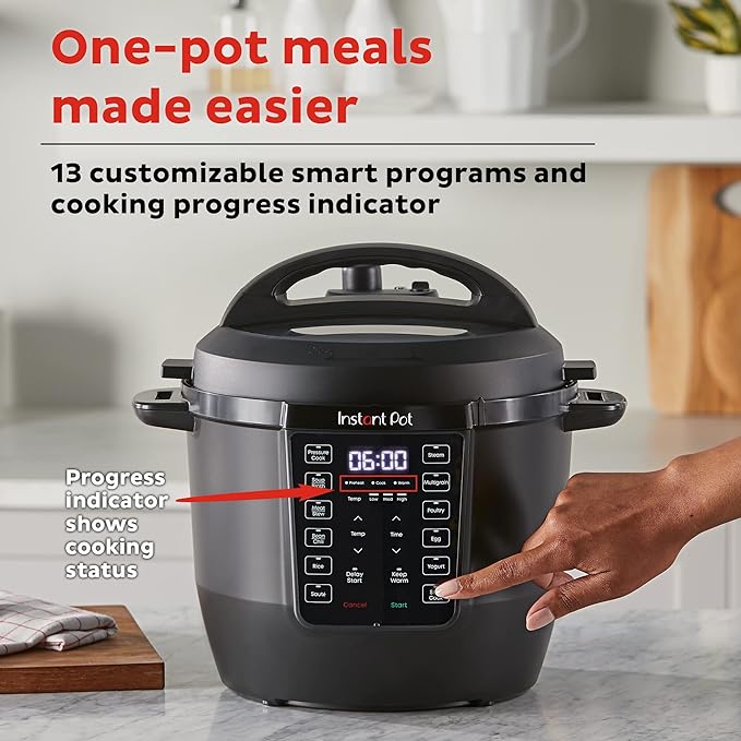 Instant Pot RIO, 7 en 1, olla de presión, olla de cocción lenta, olla de arroz, vaporizador, salteado, yogur y calentador, incluye aplicación con más de 800 recetas, 6 cuartos de galón.