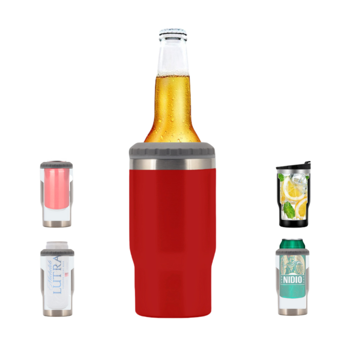 Termo Porta Botellas 2 en 1 de 414 ML - Origami Home -Rojo.