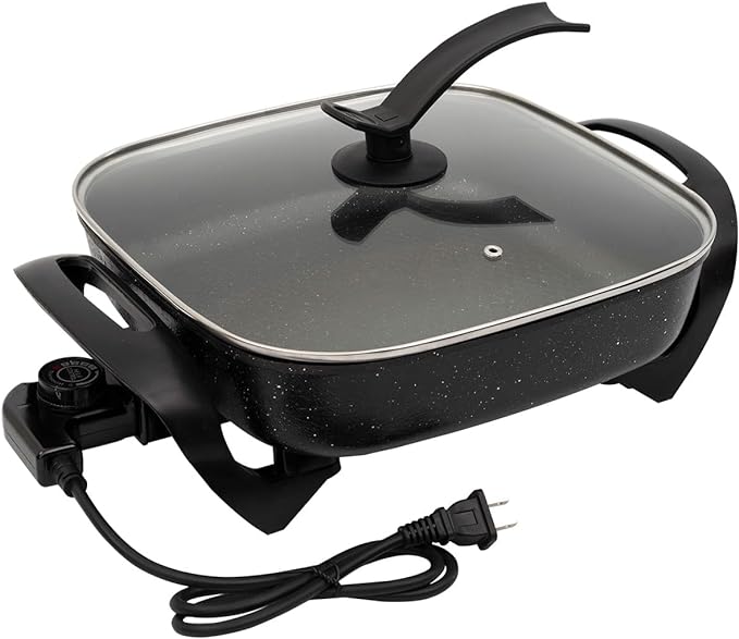 SELECTSHOP Sarten Electrico, Sartén Antiadherente, Tapa de Vidrio, Sartén Ahorrador con Autoapagado, Sarten Electrica con Termostato y Control de Temperatura.