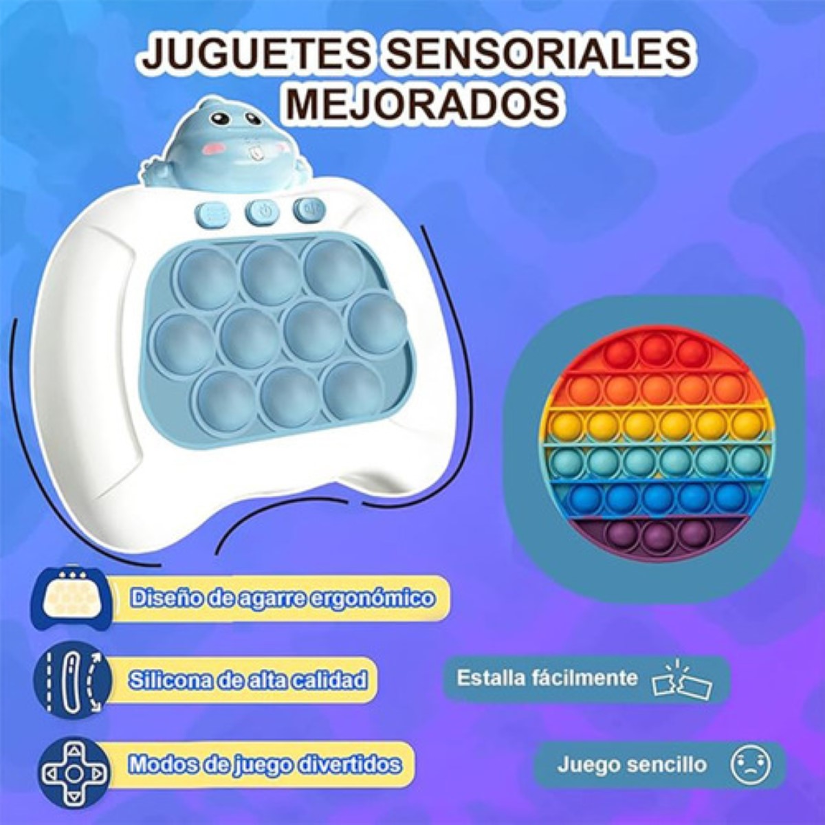 Juguete Quick Push Fidget Spinner Juguetes Antiestres Azul